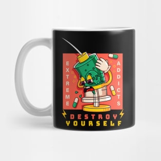 Destroy yourself, depression syringe cartoon Mug